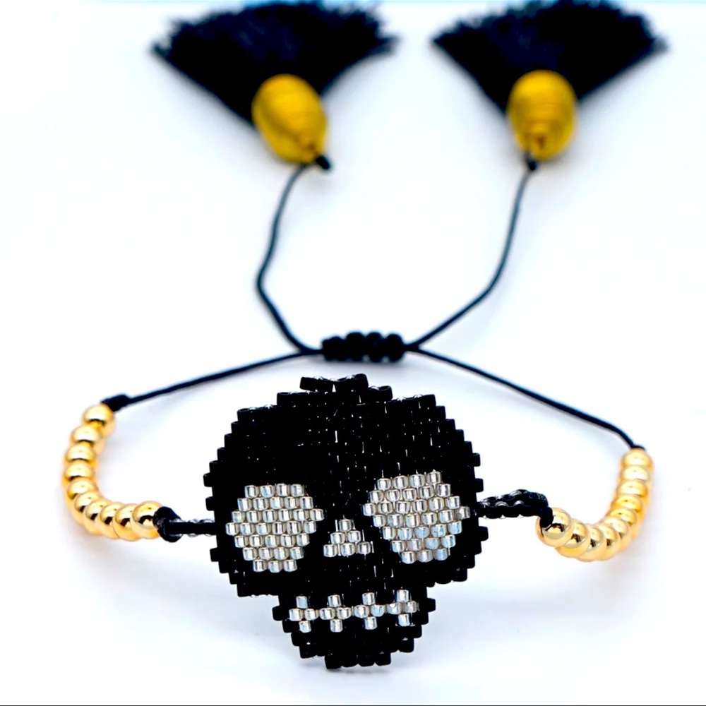 Miyuki Beaded Skull Slider Bracelet